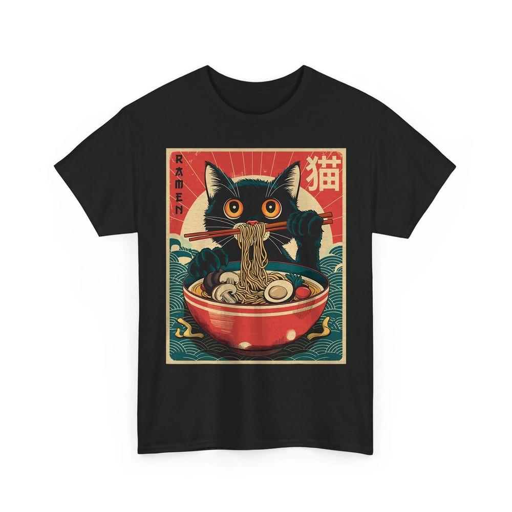 Kawaii Cat Anime Gifts Cat Ramen Graphic Tee Japanese Funny Unisex TShirt Unisex T-Shirt L