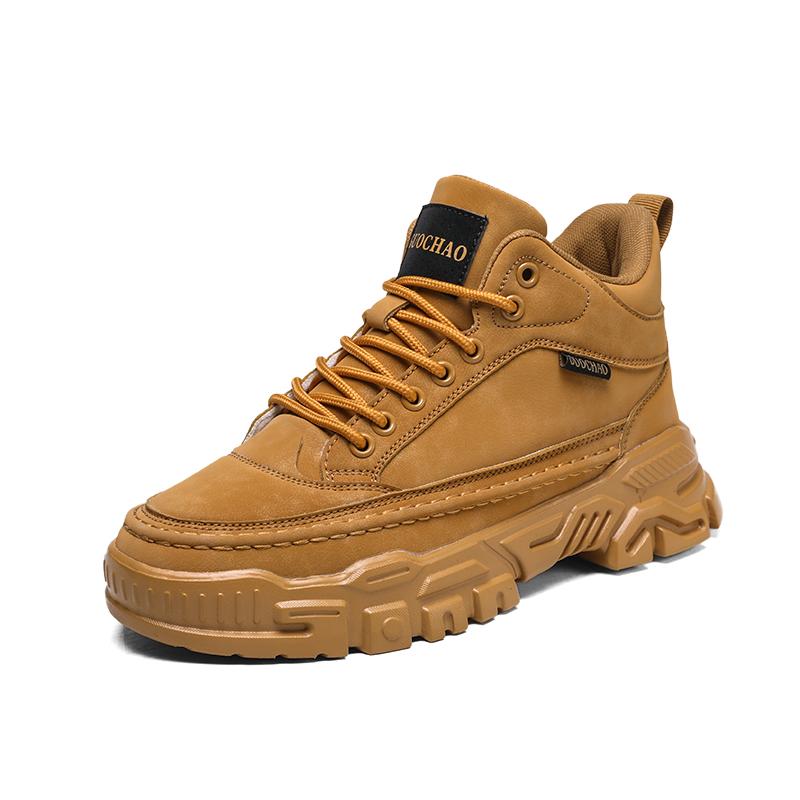 Men's High-top Boots Casual Leather Boots Men's Sneakers Fashion Lace Up Ankle Boots Motorcycle Platform Boot Zapatillas Hombre