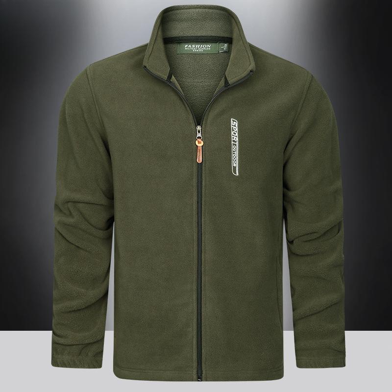 Fleecová bunda Pánská Podzimní a Zimní Teplá Fleecová Bunda Volný Svetr Kardigan Plus Samet Polstrovaný Límec Bunda