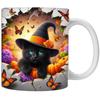3D Katze Spukige Halloween Keramik Kaffeetasse Wasserbecher Halloween Katze Kürbis