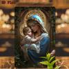 Flat Virgin Mary Wall Art Metal Sign Vintage Religious Decor for Home Bar Office Cafe