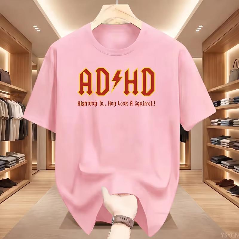 Funny T Shirt ADHD Highway T-shirt Heavy Metal Rock Style Printed Tshirt Cotton Short Sleeve Round Oversized Unisex Harajuku high quality