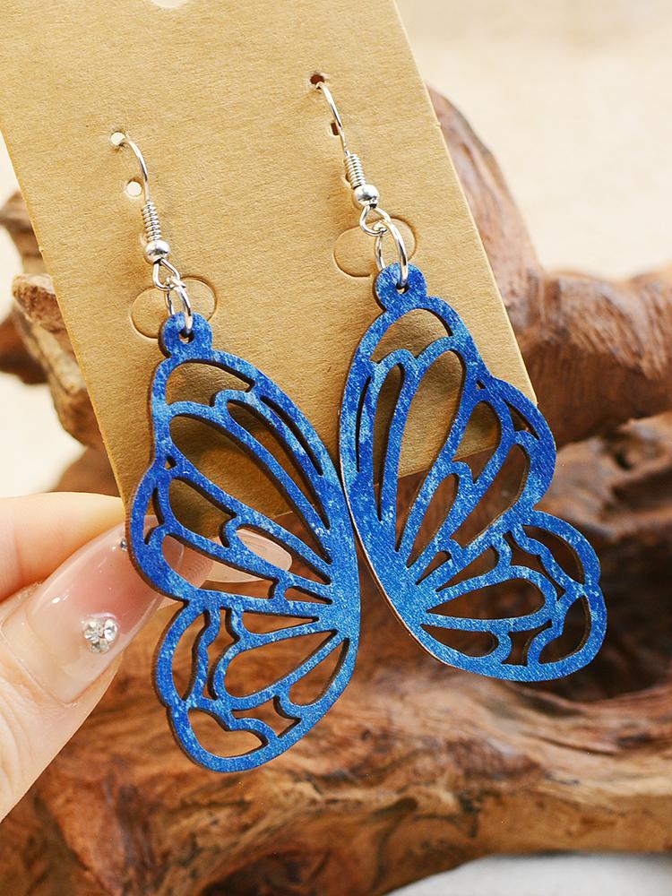 

NEW Trendy Vintage Colorful Butterfly Earrings For Women Geometric Hollow Double Sided Lightweight Drop Dangle Earrings Zircon