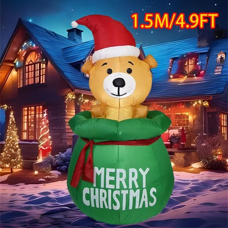 Christmas Inflatable Style Decoration Built-in LED Lights Inflatable Model Outdoor Ornament Xmas Party New Year Garden Decor