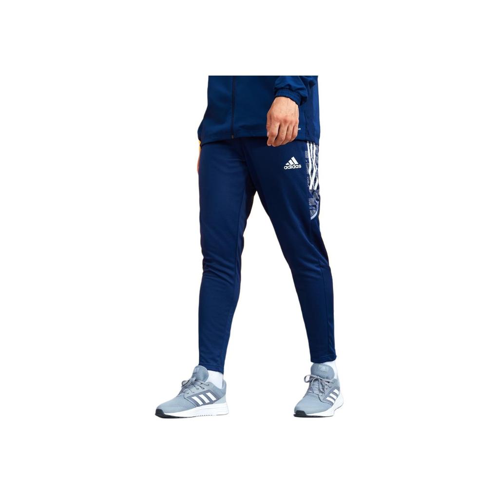 Adidas Solid Color Logo Print Stripe Detail Joggers Men Bottoms Blue GH7134