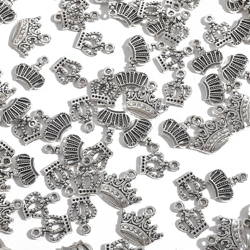 20-50Pcs Charms Crown Multi Size Antique Silver Color Plated Pendants Making DIY Handmade Jewelry Making