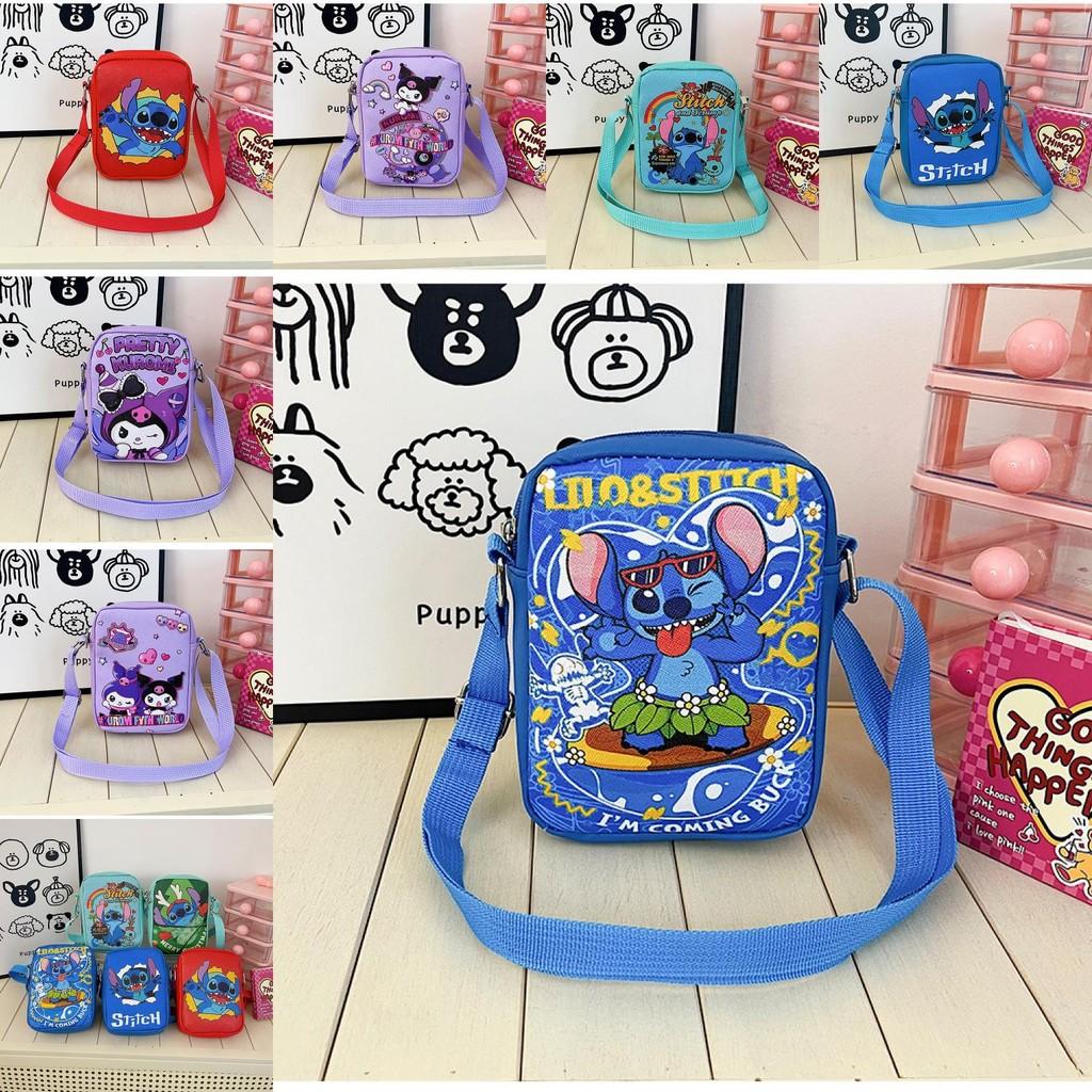 Kids Cartoon Stitch And Kuromi Pu Shoulder Bag For Girls And Boys With Cute Design For Daily Use