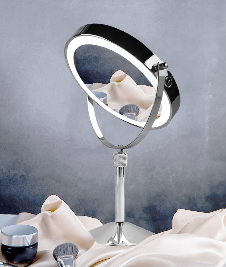 8" Double-Sided LED Lighted Makeup Mirror with Adjustable Height and Magnification