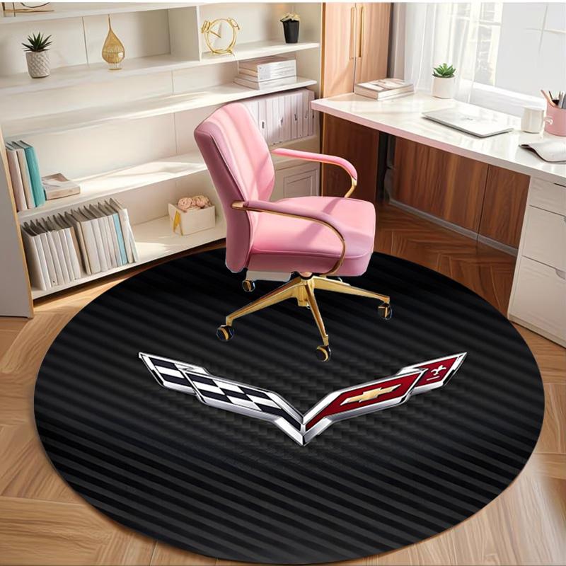 Chevrolet Corvette Print Round Rug, Washable Floor Carpet, For Entryway Dorm Laundry Room Office Study, Home Decor Birthday Christmas Gift