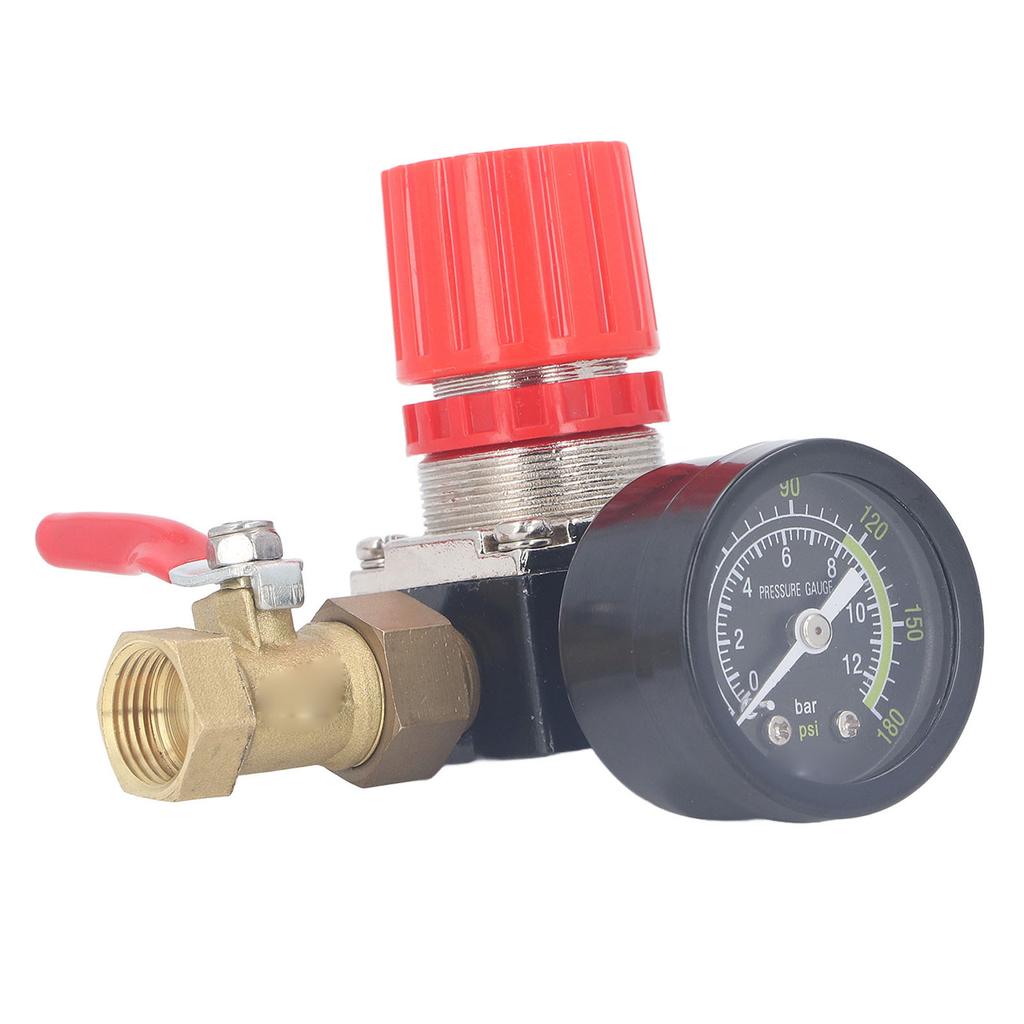 Air Compressor Regulator Kit with Gauge 4 Way Valve 0?180 PSI European Style for Pneumatic Tools