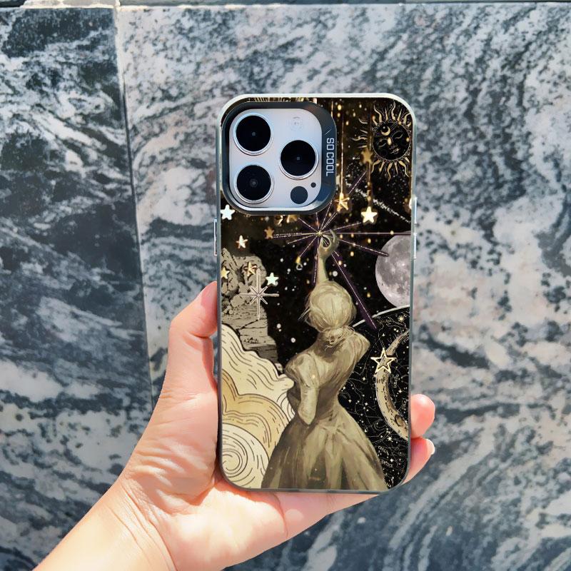 Classical Art Angel Phone Case For iPhone 13 Mini 12 11 Pro Max 15 14 Plus Pro Max Retro Star Map Shockproof Laser Back Covers