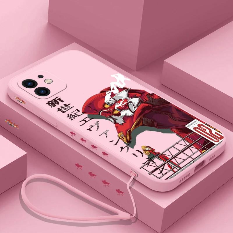 Husa de telefon NEON GENESISES EVANGELIONS EVA pentru iPhone 15 14 13 12 11 Pro Max Mini X XR XS MAX SE20 8 7 Plus cu curea de mână