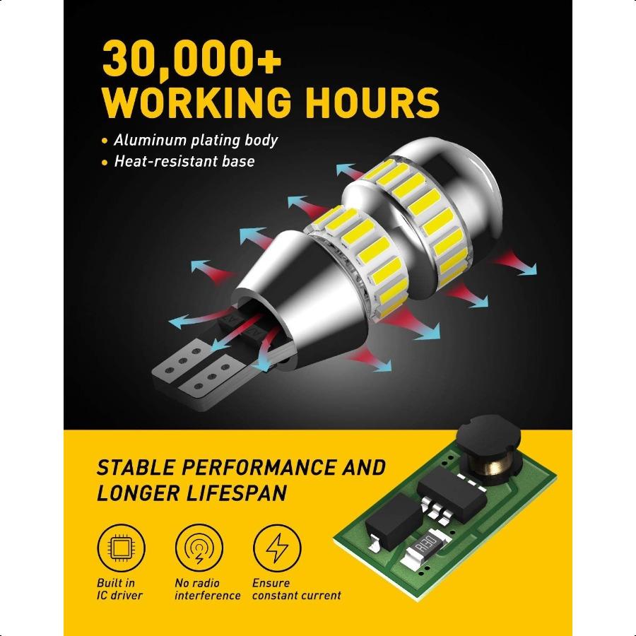 AUXITO 912 921 LED Bulbs for Backup Reverse Light Bulbs 42SMD 400 Brighter 6000K White Nonpolarity 906 W16W T15 921 LED Bulb Di