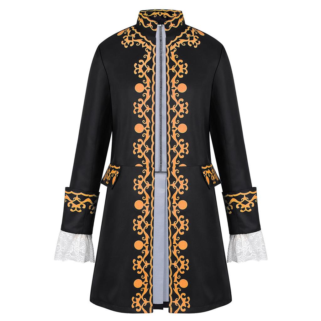Epic Fantasy Mens Tailcoat Jacket With Stand Collar For Cosplay Events