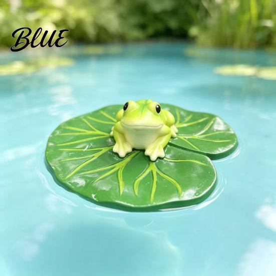 Wasserdichte Gartendekoration Frosch auf schwimmender Lotosblatt-Figur Lustige Harzfigur mit naturinspiriertem Ornament für Zuhause Feengarten Teich,
