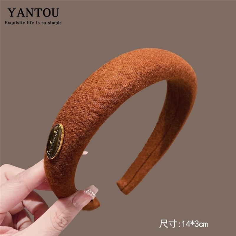 Autumn Winter Pumpkin Color High Cranial Top Hair Hoop Gold Buckle Comfortable Non-slip Headband Women Daily Hair Accessories