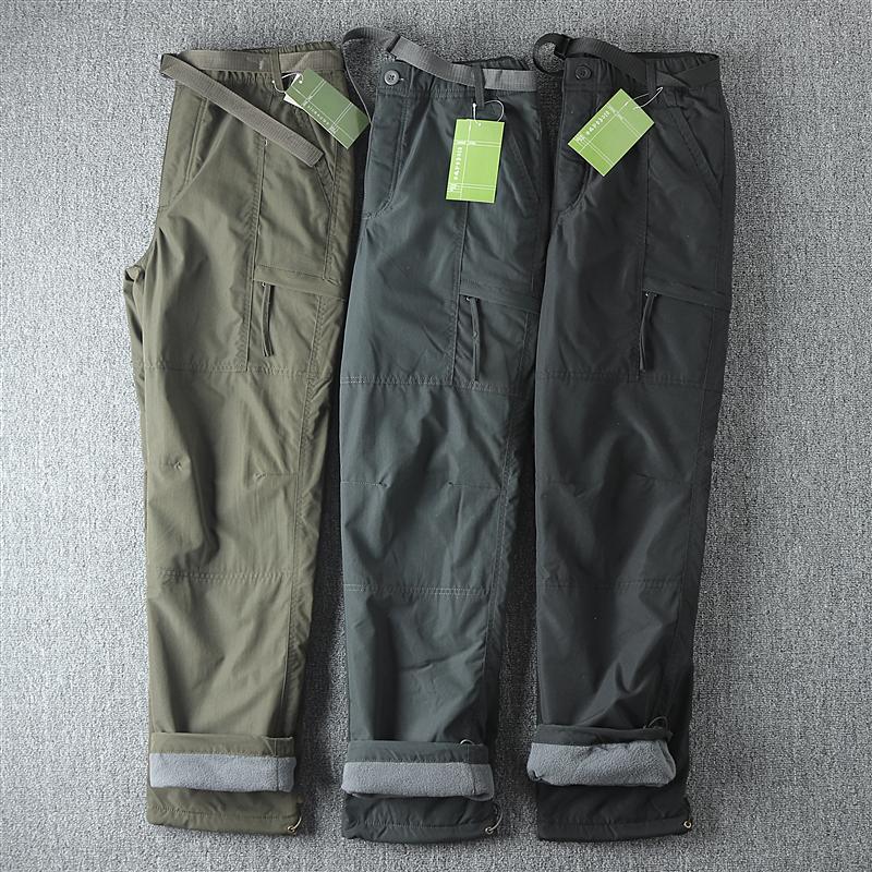 Autumn and Winter Plus Size Men's Thickened and Padded Work Trousers  Waterproof Outdoor Hundred Warm Anti-cold Windproof Casual Work Trousers