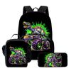 Dinosaur Truck Cartoon 3pcs Set Child School Backpack with Lunch Bags ,Pencil Bags School Bags for Boys Girls Best Gift