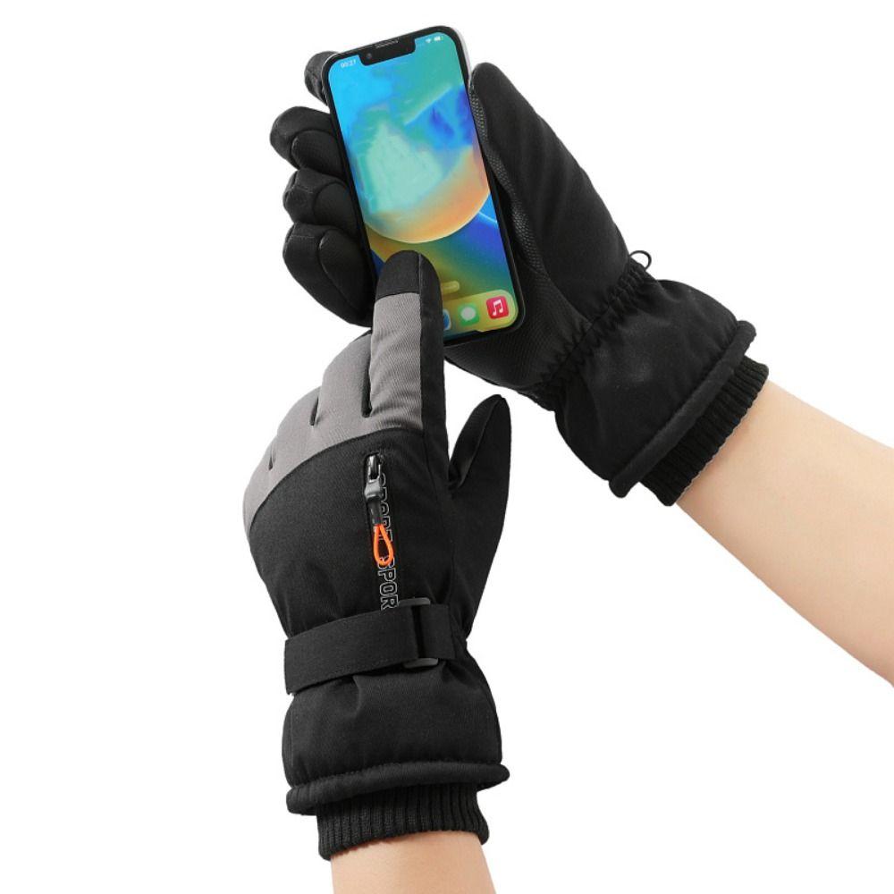 Touch Screen Plush Winter Warm Gloves Waterproof Motorcycle Cycling Gloves  For Women Man