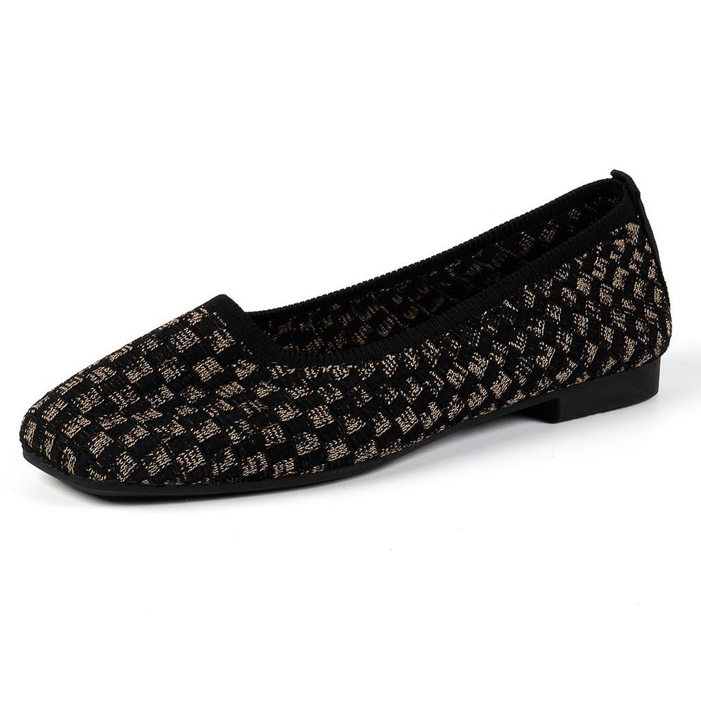 Plus Size Breathable Flyknit Square Toe Color Block Women's Shoes
