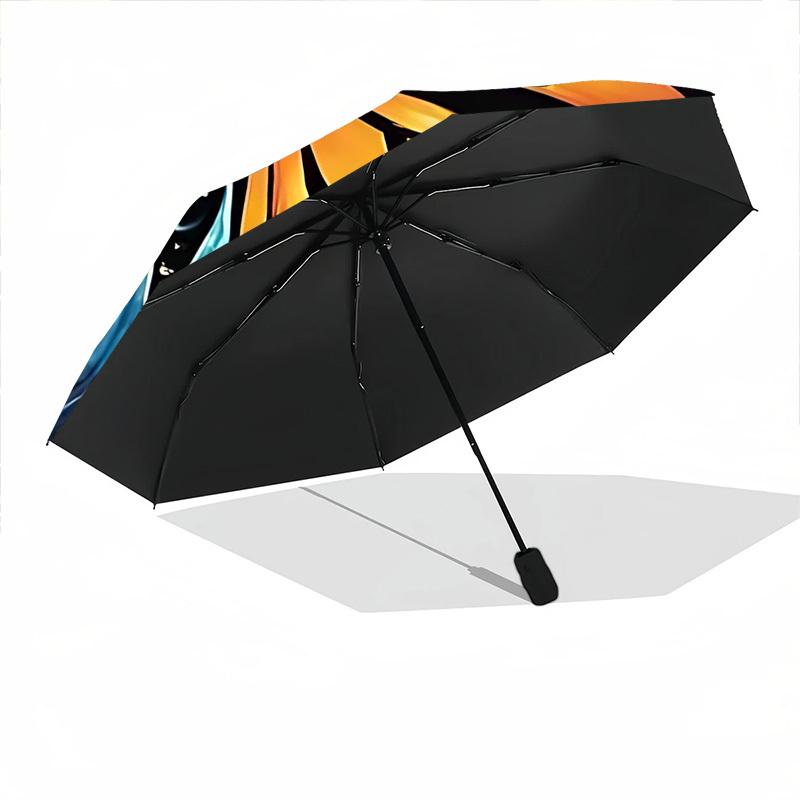 1pc Butterfly Night Garden Automatic Folding Umbrella - Windproof Compact Travel Umbrella with Auto Open/Close, 8-Rib Heavy-Duty Shaft for Women/Men