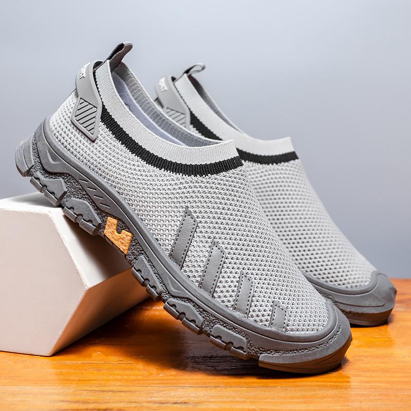 Men's shoes summer lazy one pedal low-top breathable fly-woven mesh wading hiking shoes new fashion casual shoes men