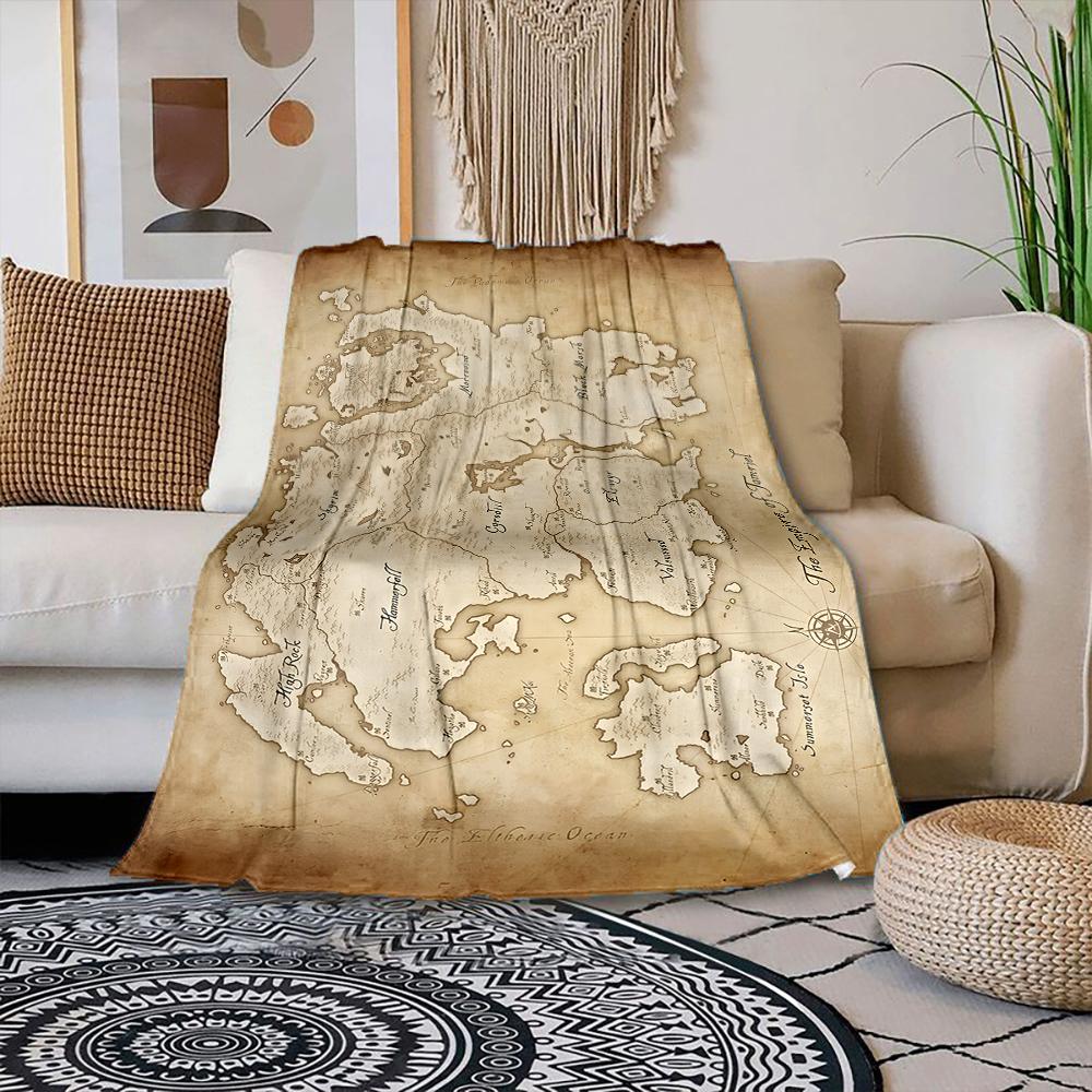 

Multiple sizes Epic-style fantasy map Print Blanket Warm Soft Suitable for All Seasons for Home Sofa Travel Camping Picnics RV 75x90cm