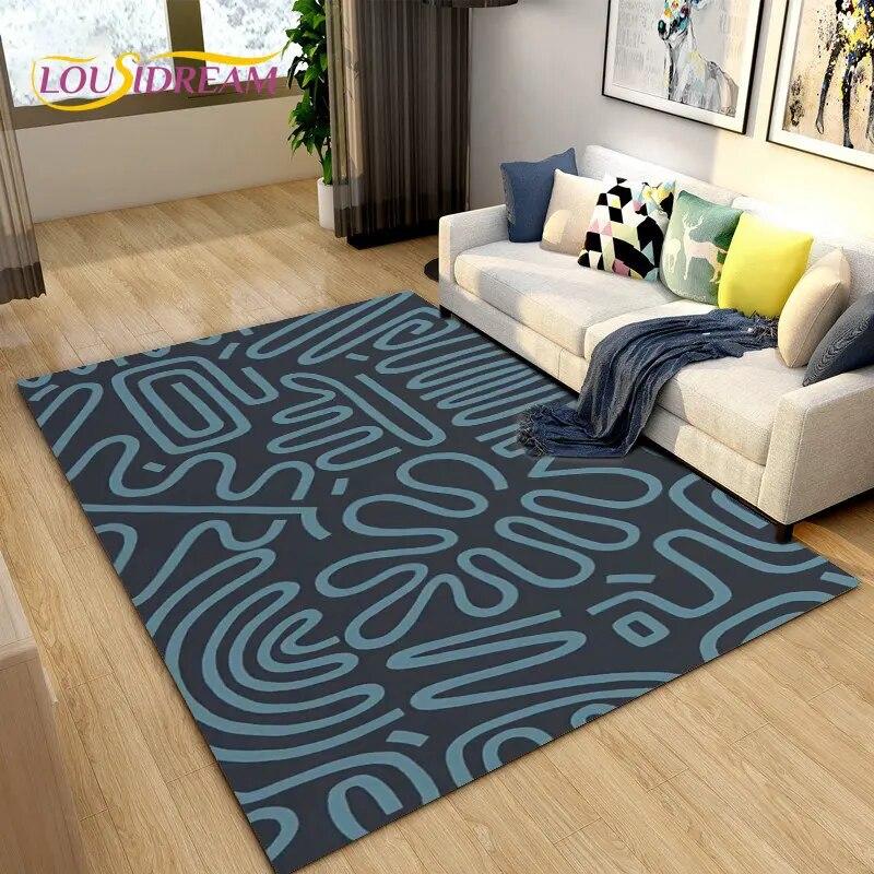 3D Geometric Lattice Pattern Area Rug,Carpet Rug for Living Room Bedroom Sofa Decoration,Kitchen Bath Doormat Non-slip Floor Mat