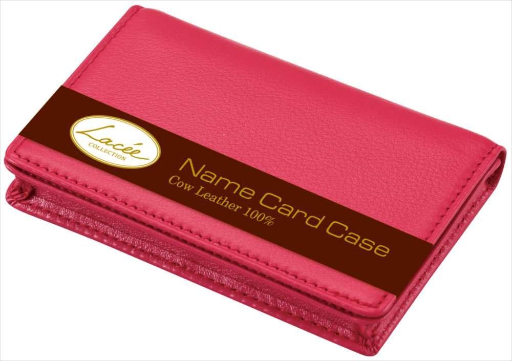 Raymay Fujii Business Card Holder, Lace, Pink, Genuine Leather, NN2503P, 7 x 11 x 2 cm