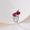Women Jewelry Set Heart Shaped Ruby Diamond Earrings Red Corundum Ring Love Necklace Gift for Her