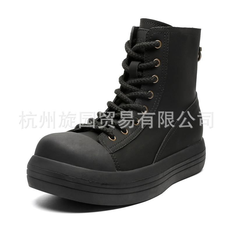 

3380 high-top big-head shoes, men s and women s niche thick-soled heightening, couple shoes, functional wind, advanced black shoes 36-Female code
