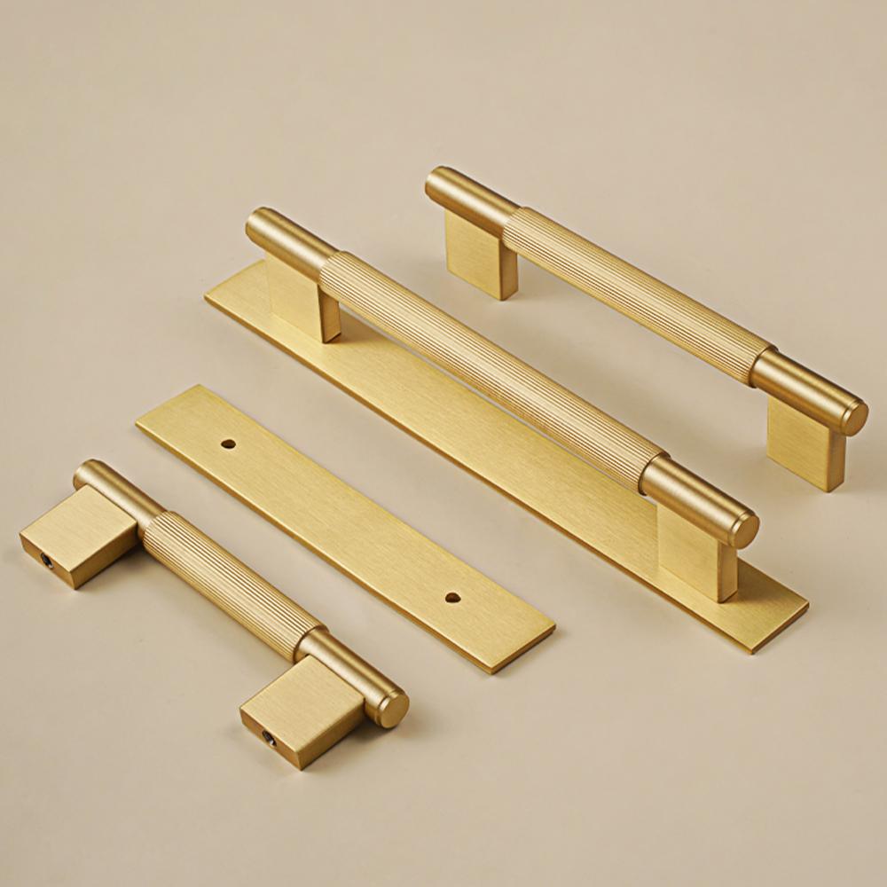 Dooroom Solid Brass Straight Grain Pattern Modern Style Cabinet Refrigerator Door Pull Drawer Knobs Hardware Handles