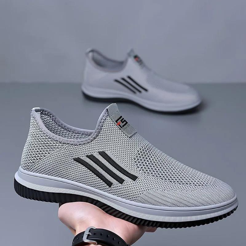 Fashion Summer Mesh Breathable Loafers Fashion Casual Men's Sneakers Comfortable Walking Shoes Slip-on Thick Bottom Work Shoes 2024 New