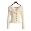 White Sweater Coat Women Premium Designer Niche Elegant Waist Defining Knit Top Autumn