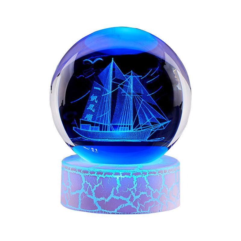 Glowing Crystal Ball 3D Engraved Night Light - Creative Gift & Ornament