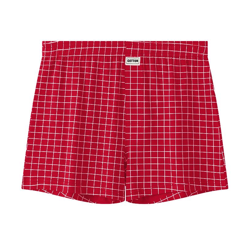 Huajielong Men's Plaid Cotton Boxer Briefs - Loose, Thin & Breathable