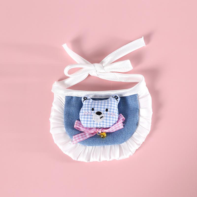 1/2Pcs Cartoon Plaid Cowboy Teddy Bear Rabbit Pet Beret Bib Lace Bow Pet Decoration Set Cats Dogs Pet Clothing Accessories