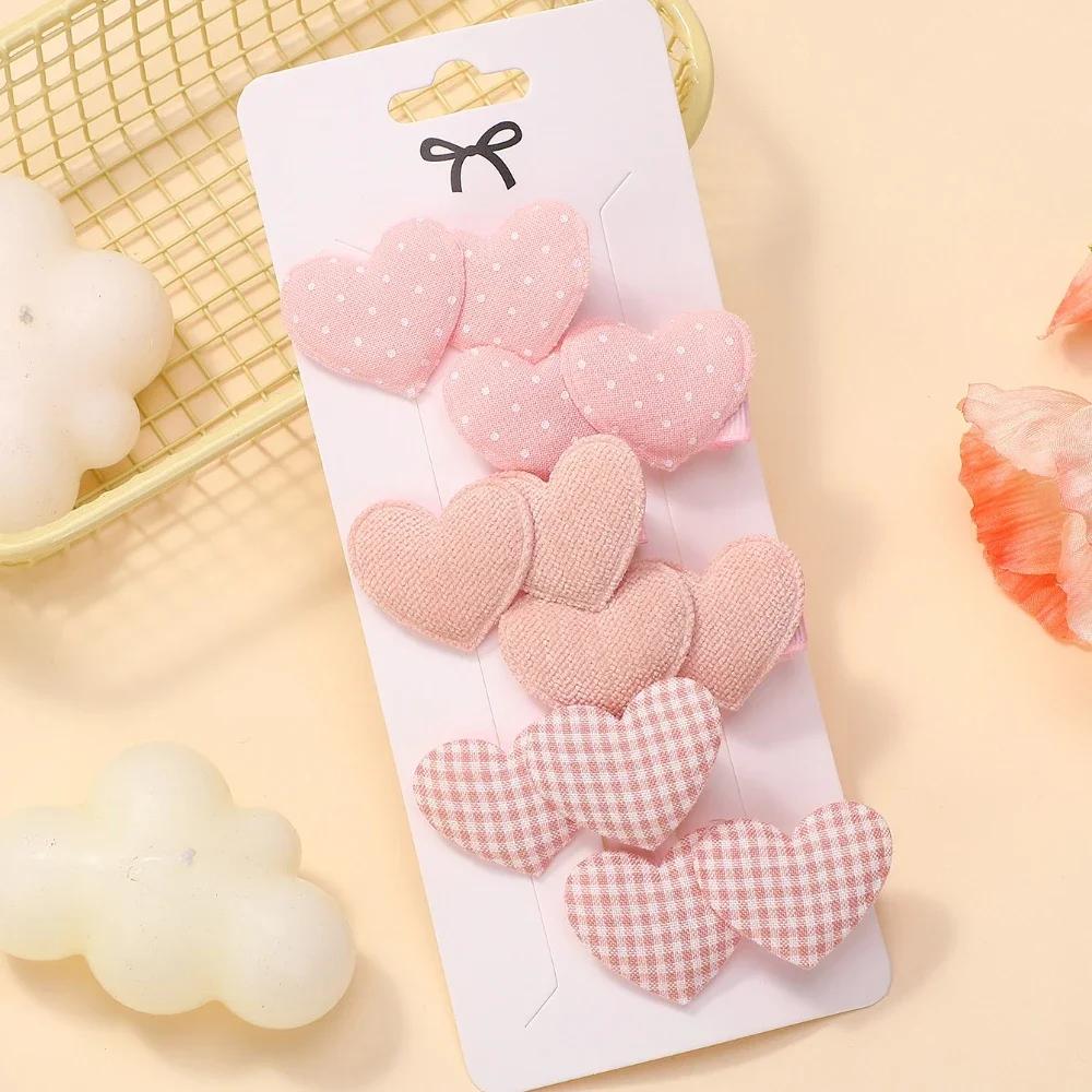 LOVEKIKI 6PCS Cute Heart Designs Elegant  Hair Clips Sweet Headwear Mini Clips Kids Girls Outdoor Wear Hair Accessories Gifts