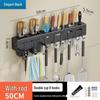 Wall-Mounted Carbon Steel Multifunctional Knife and Cutlery Storage Rack, Punch-Free Installation