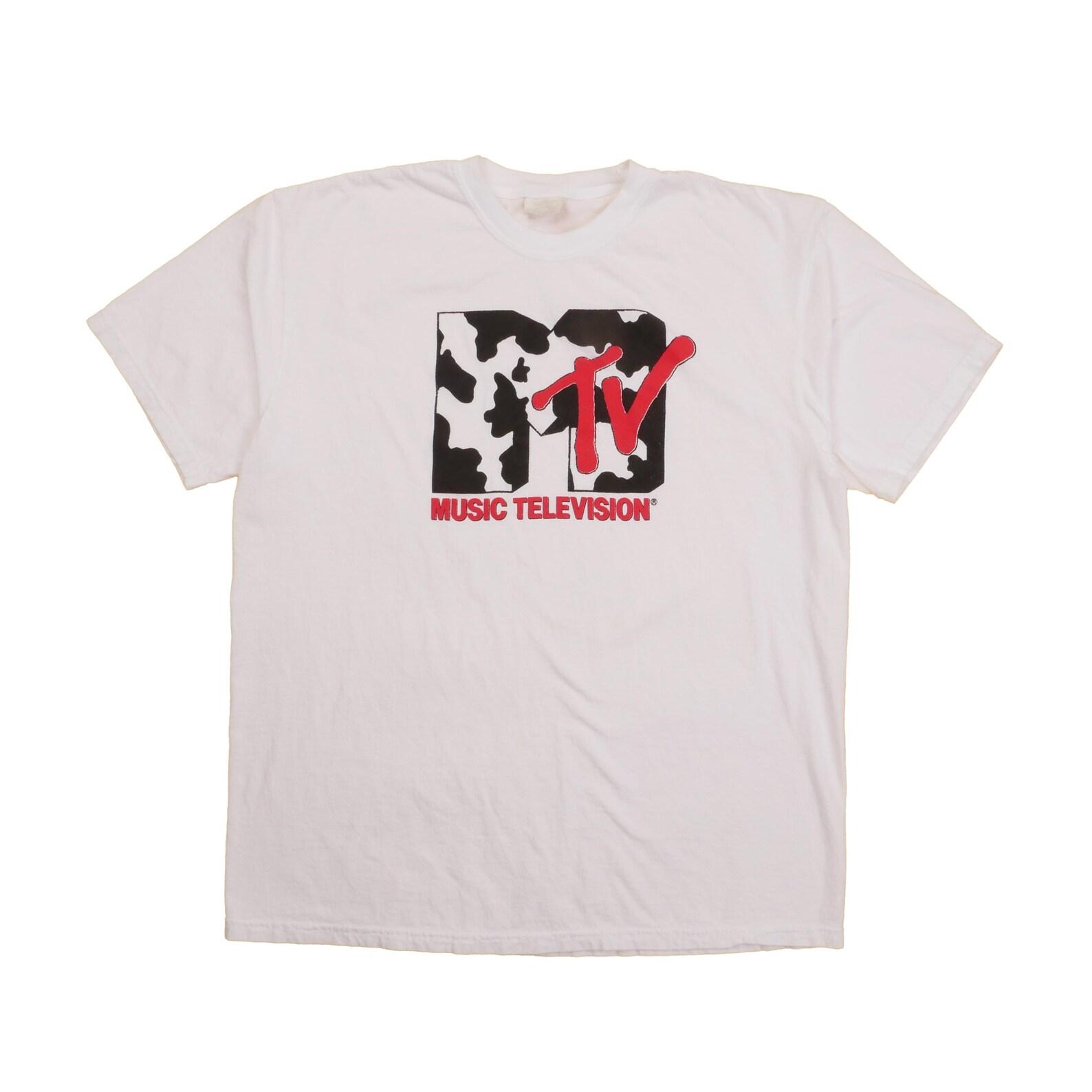 MTV Music Television Cable TV Channel Cow Print Logo I Want My Music Videos Total Request Live Heavyweight American Cotton XL 3XL
