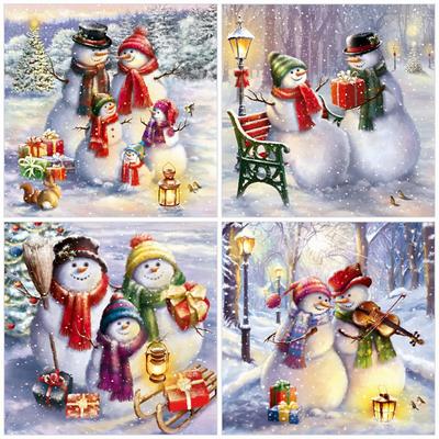 50X50CM DIY Kerst diamant borduurwerk sneeuwpop 5D volledige boor kruissteek diamant schilderij cartoon winter kunst aan de muur huisdecoratie