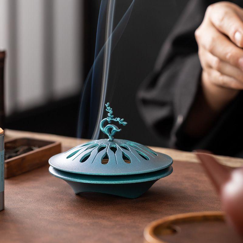Backflow Incense Holder Retro Zinc Alloy Hollow Fragrance Censer Lucky Deer Incense Burner Home Decor Halloween Decorations