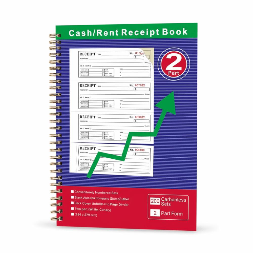 

Spiral Bound Design Rent Receipt Book Two-Part Tear-Out Sheets Money Receipt Book Numbered Pages Efficient Trade Documents
