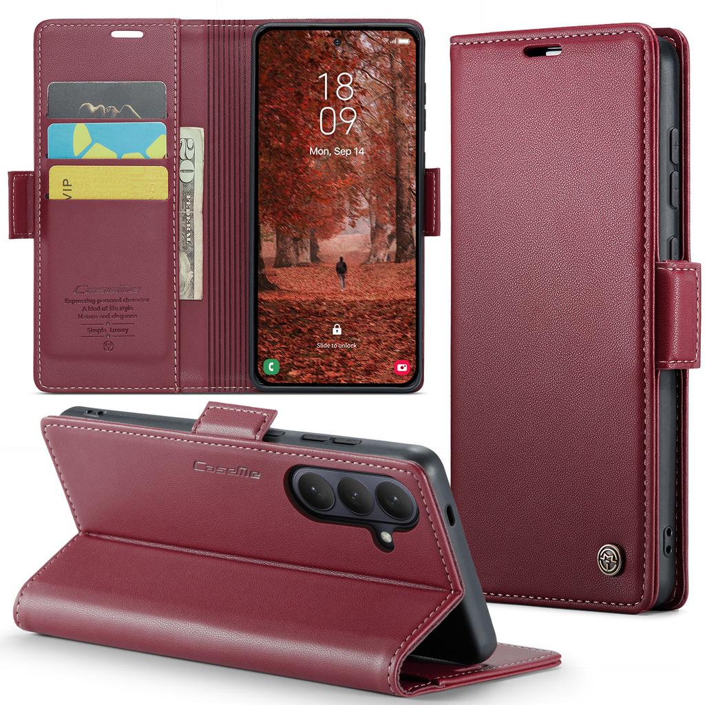 Luxury Magnetic Cards Solt Wallet Flip for Samsung S26 Ultra S25 Plus S24 S23 A36 A56 A17 A07 Kickstand Business Pocket Cover