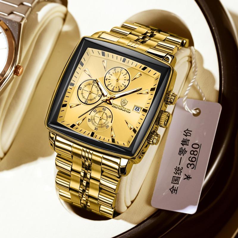Binbang watch multi-functional small three-pin watch men's business steel belt quartz watch fashion three-eye six-pin watch