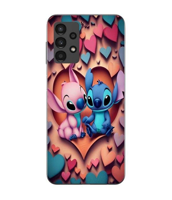 Custodia Maniacase per Samsung Galaxy A13 4G con angelo Stitch e cuore colorato