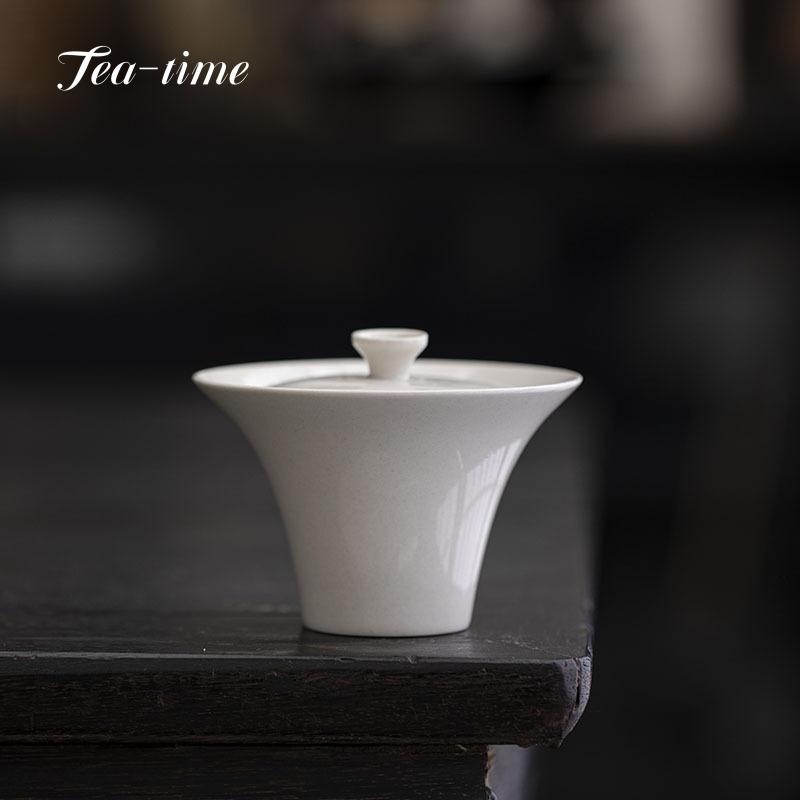Pure Hand Gaiwan Ceramic Tea Tureen 150ml Grass Ash Covered Bowl Gaiwan Porcelain Cup Two Talents Bowl With Lid Kungfu Tea Set