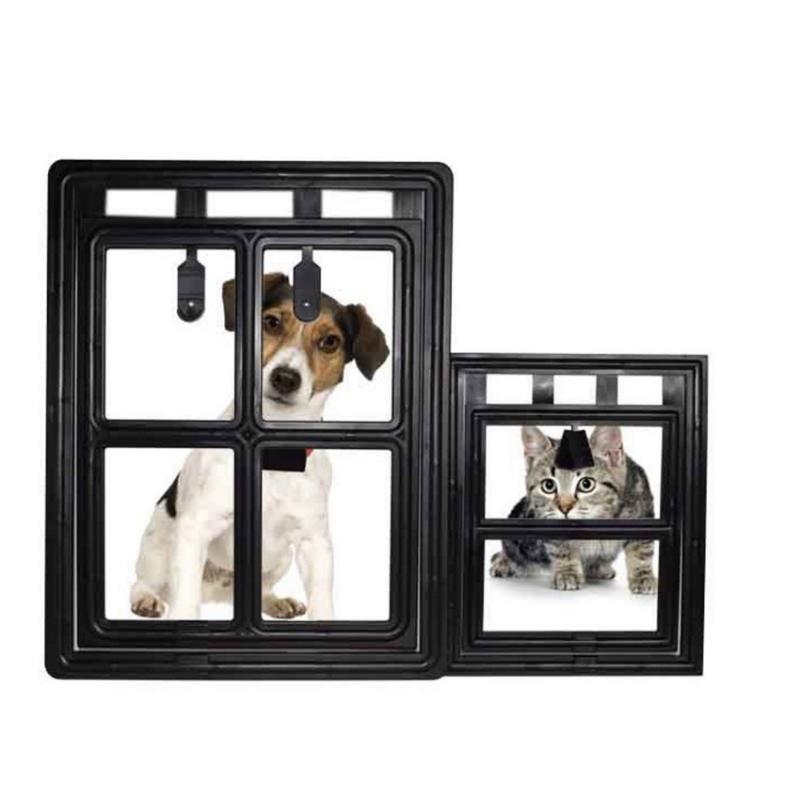 Classic Lockable Plastic Pet Door for Mosquito Proof Screen Window Security Flap Gates Pet Tunnel Dog Fence Free Access L