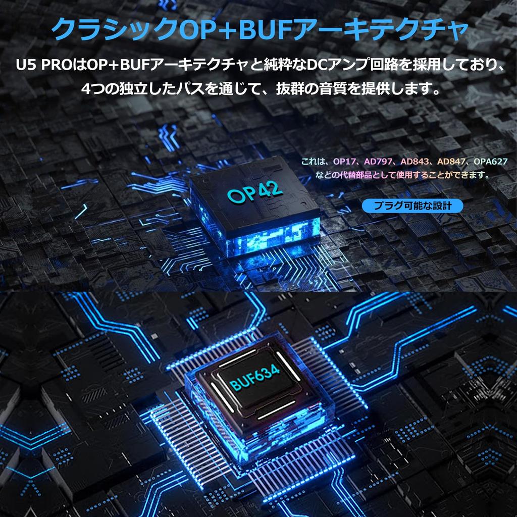 Douk Audio U5 PRO Compact Fully Balanced Stereo Headphone Amplifier for XLR/4.4mm Headsets with OP42 and BUF634 Pluggable Op Amp Sockets