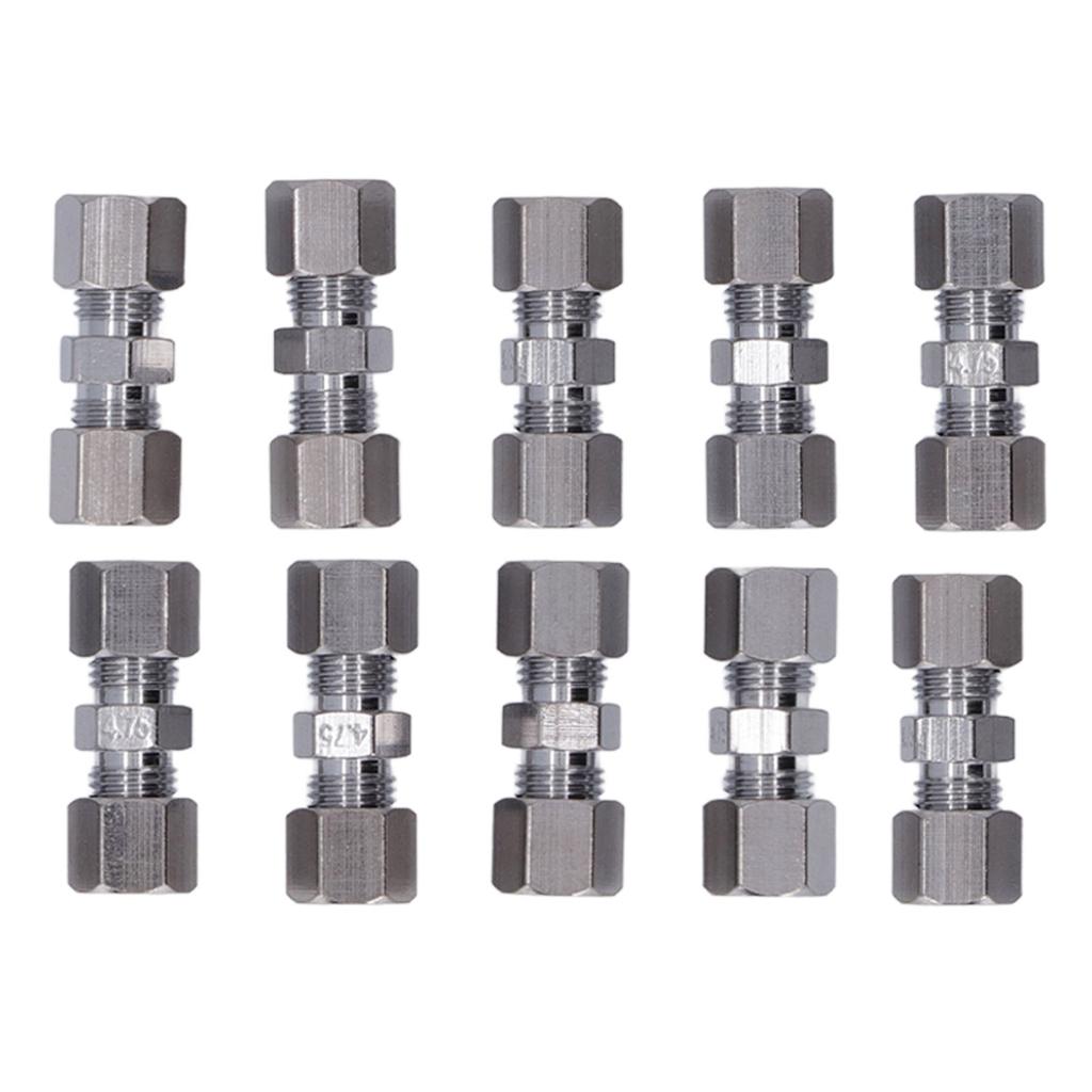 10Pcs Brake Line Connector Chrome Plated Copper Brake Pipe Fitting for 4.75mm Dia Tube